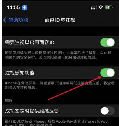 元阳苹果14维修网点分享iPhone14注视感知功能有什么用 